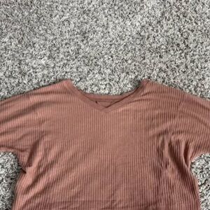 Aeropostale Pink Ribbed Short Sleeve Tee